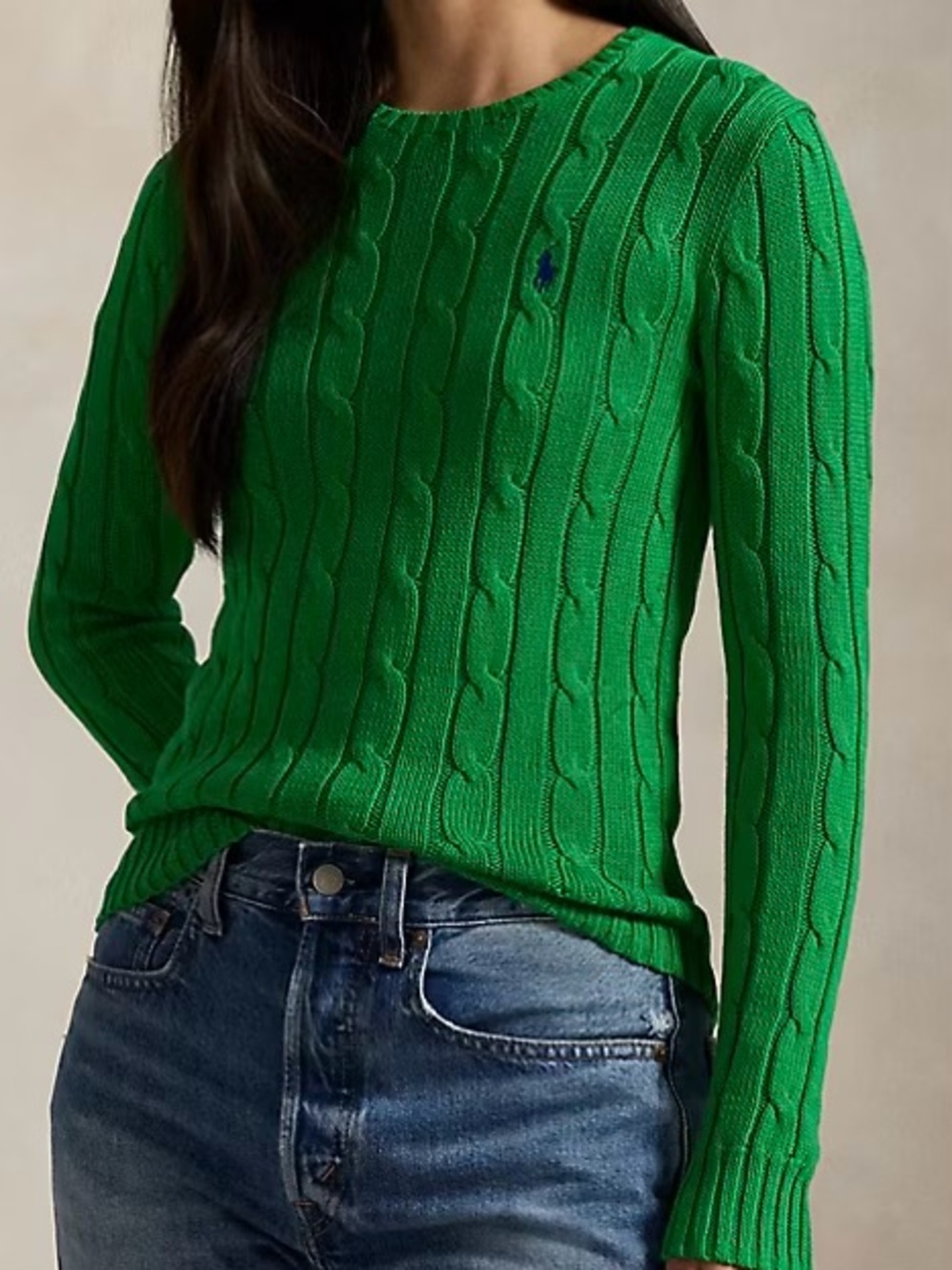 Polo Ralph Lauren Women's Cable Knit Cotton Sweater Green XL NWT MSRP US$168